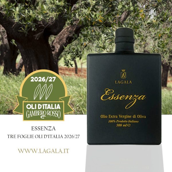 Olio Essenza premiato con le Tre Foglie da Oli d'Italia 2026/27 del Gambero Rosso